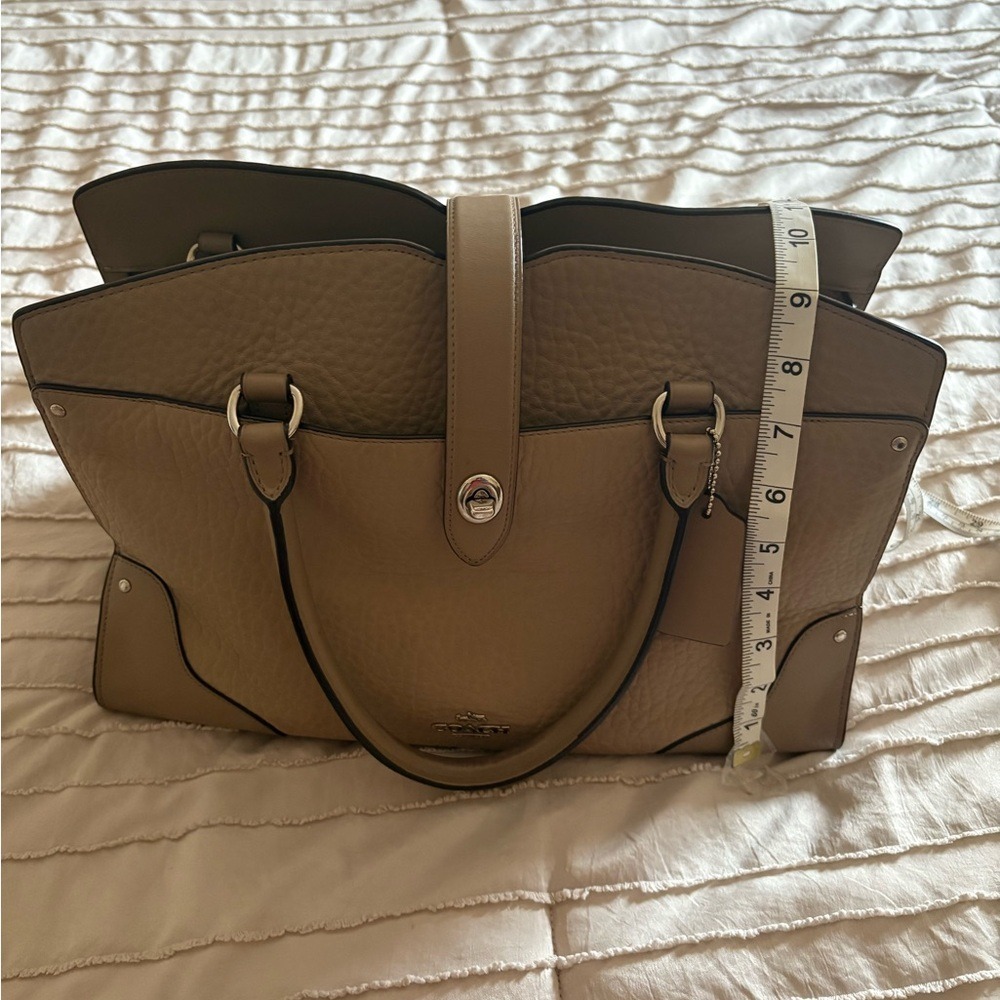 Coach Pebbled Leather Satchel | Latte Cocoa Neutral- Like New - Picture 7 of 14